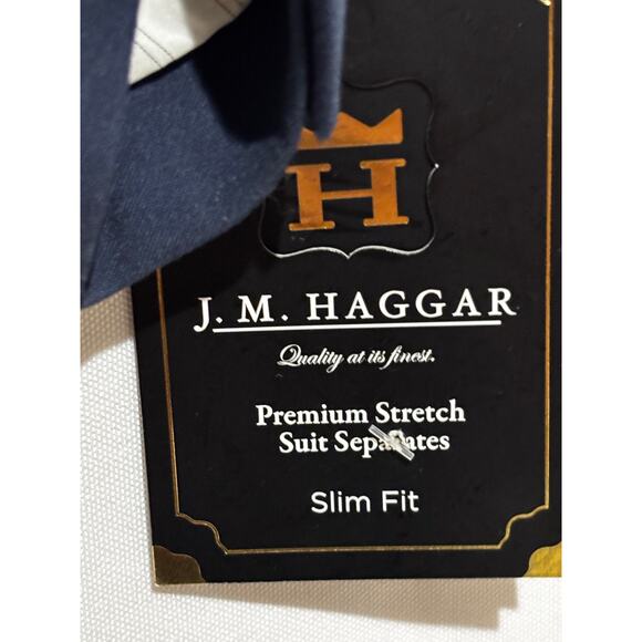 New Haggar Men’s Premium Stretch Blazer Suit Jacket Blue Slim Fit 42L work Class - Picture 3 of 12